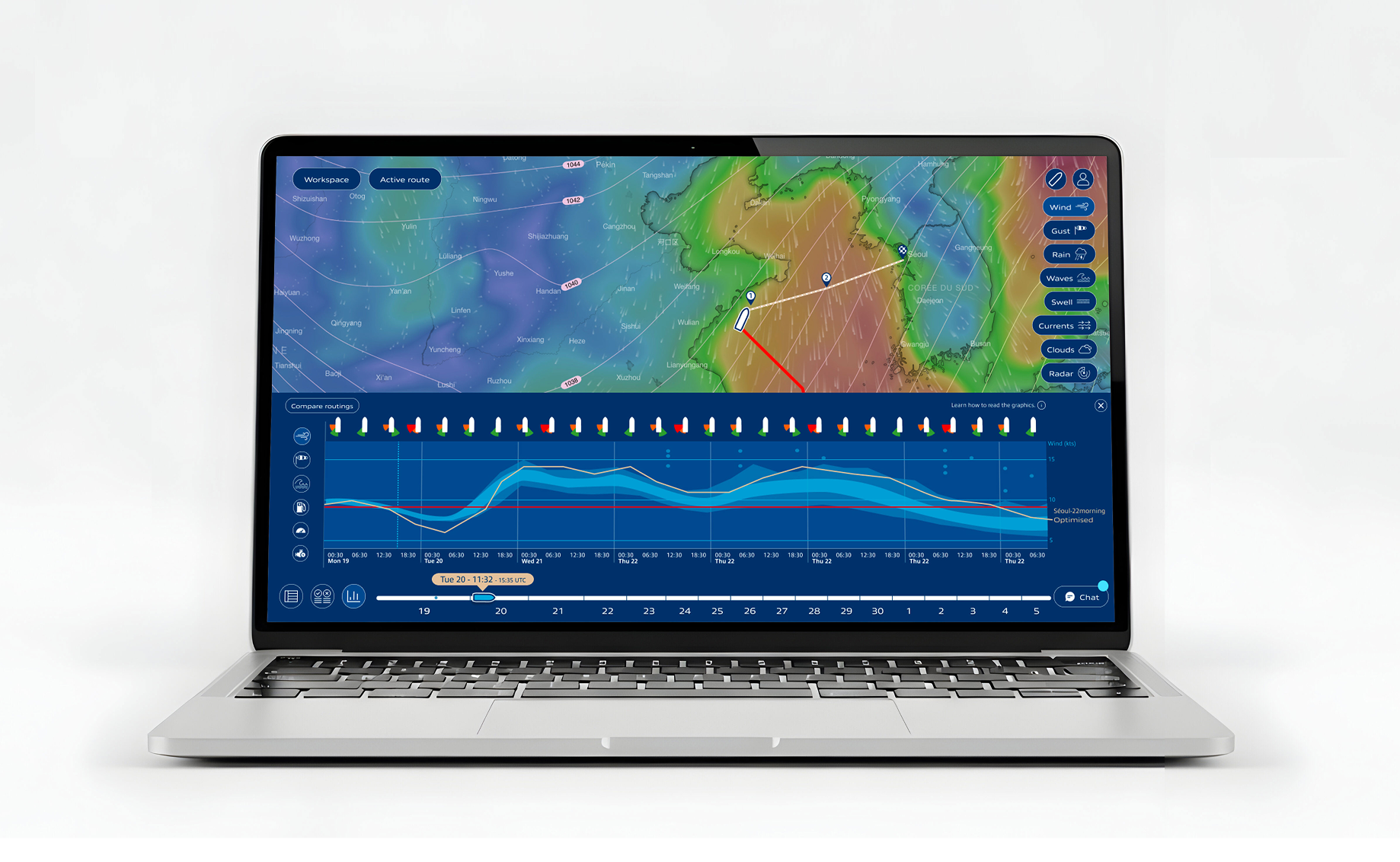 MWI dashboard running on a laptop